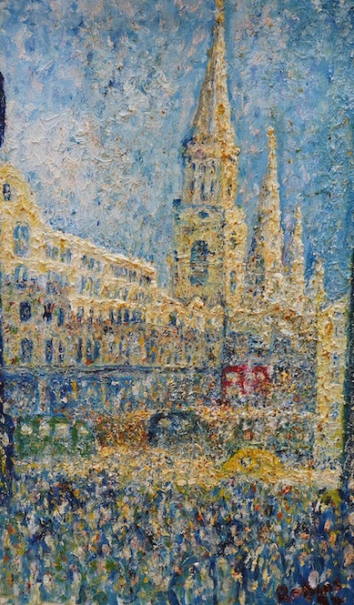Robbins, impasto oil on canvas, Study of a cathedral, signed and dated '94, 75 x 45cm. Condition - good, however loose within the frame